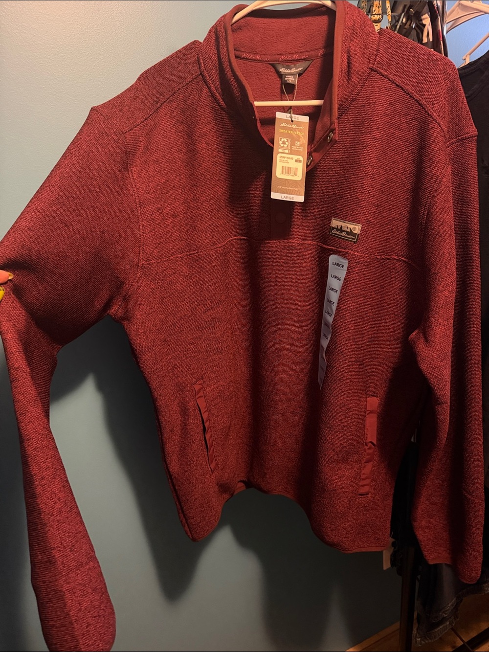 Eddie Bauer Men’s Maroon Half-Zip V-Neck Pullover